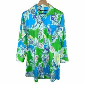 Lauren Ralph Lauren Women’s Paisley Logo Pocket Colorful Sleep Shirt Size Small